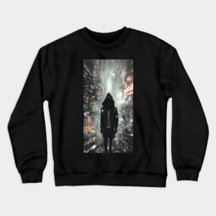 Extra Dimensional Hooded Figure In City Crewneck Sweatshirt